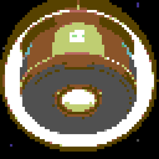 wide silver flying saucer, with twinkling yellow lights, viewed from below at an angle