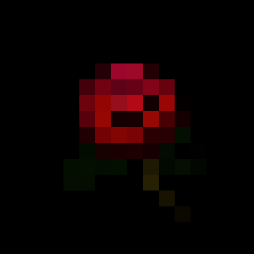Red sphere with a rose in the middle of it