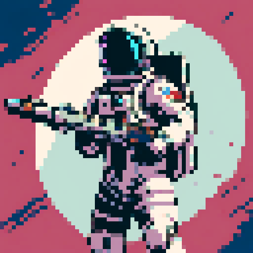 Pixel art of a astronaut in a white spacesuit, standing upright, retro-style 16-bit, 32x32, simple design for a space survival game, white color with black visor, no background, transparent edges