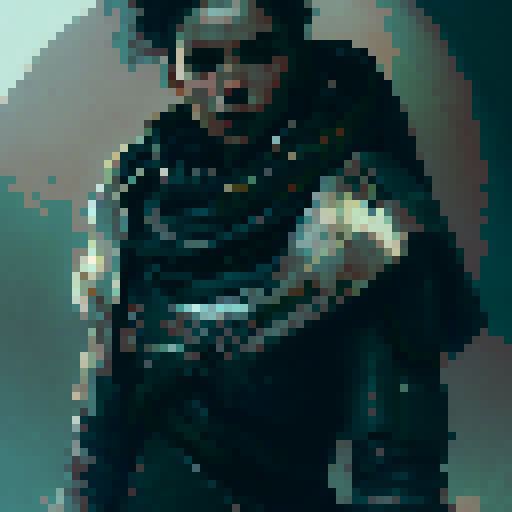 sci fi Medieval Knight in futuristic armor with cloth. similar to Destiny 2 exo. a 32 by 32 character.