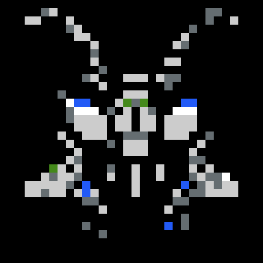 praying mantis helmet, retro 8-bit, intricate detailing, sharp angles, pixel art, background black