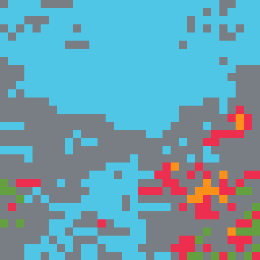 Reef mountain filled with corals, no fish, no bubbles, colorful