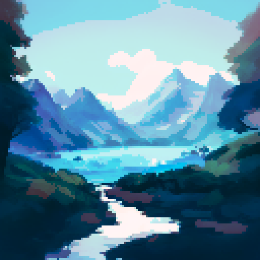 Lakeside, mountains, summer, sunshine, beautiful nature, fantasy 