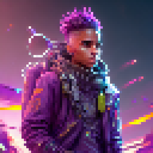 "Ekko dashes through a colorful, neon-lit cityscape, wielding his glowing time-traveling gauntlet as he evades a barrage of enemy projectiles and leaps over towering buildings in a dynamic, comic book-inspired art style."