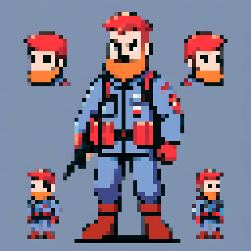 character portrait, soldier, guard, mean-looking, rough beard