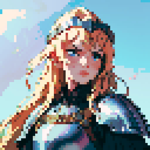 weaponsmith portrait, middle ages, plate armor, helmet, pixel art, non-vibrant colors, sRGB