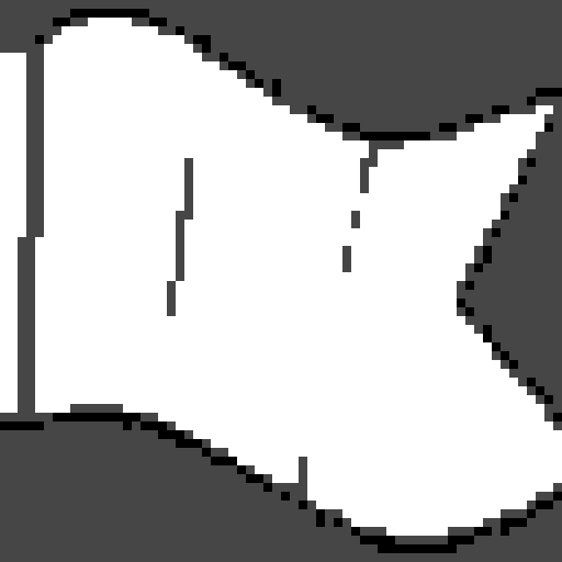 Create a pixel art flag featuring the letter 'K' and its inverted counterpart. The flag should be simple, using only black and white colors. The design should feature the 'K' with a black square background on the left and the inverted 'K' with a white square background on the right.