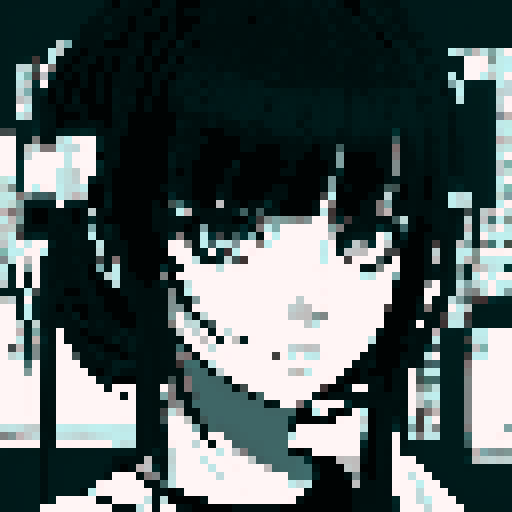 Anime style woman in black and white