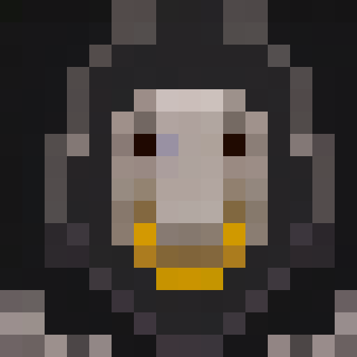 Fierce monkey head with matted fur, piercing yellow eyes, and razor-sharp teeth, set against a dark, ominous background in the style of a medieval game icon, using 16x16 pixel art for a close-up portrait
