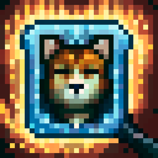 hachiko, fluffy, furry, game icon, 32x32 pixel art, sRGB, skill art, close up, portrait