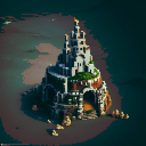 A mechanized Volcanic Factory Building built over the top of a greek ruin.