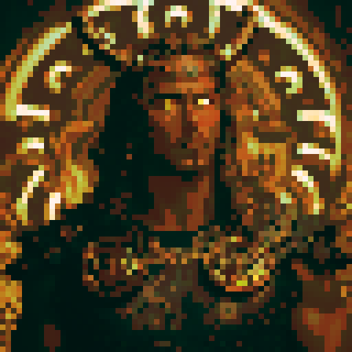8-bit style portrait with vibrant, retro colors, showcasing a pixelated character in a dynamic pose against a black background, reminiscent of classic video games