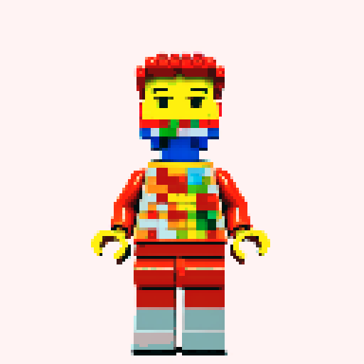 lego pixel, vibrant colors, blocky shapes, small plastic bricks, isometric perspective, retro video game, low resolution, 8-bit graphics, sharp edges, square grid, limited color palette, nostalgic feel, brick-built characters, iconic lego logo, digital recreation, detailed textures, crisp lines, simplified forms, nostalgic gaming vibes