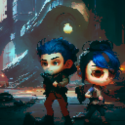 blue haired girl smoking cigarette, and man on the left holding gun, night time rainy streets, grim