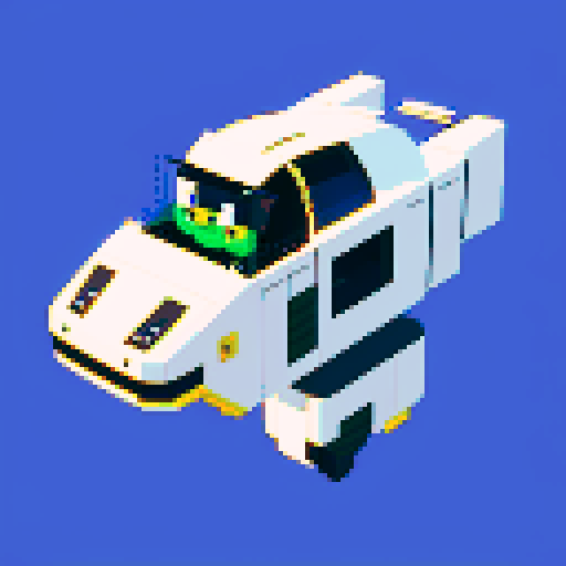 Top-down perspective of a futuristic flying vehicle in the shape of a cat