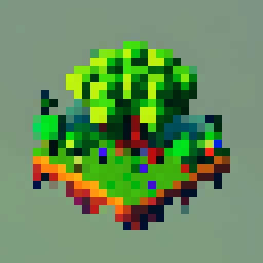green apple, in the center, fantasy top-down RPG with an orthogonal camera, simple pixel art