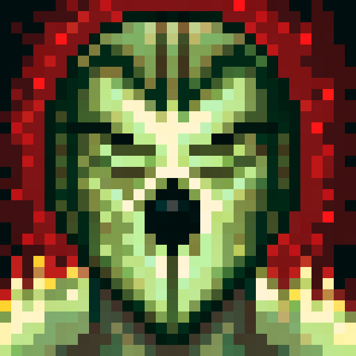 zombie face, game icon, 32x32 pixel art, sRGB, skill art, close up, portrait