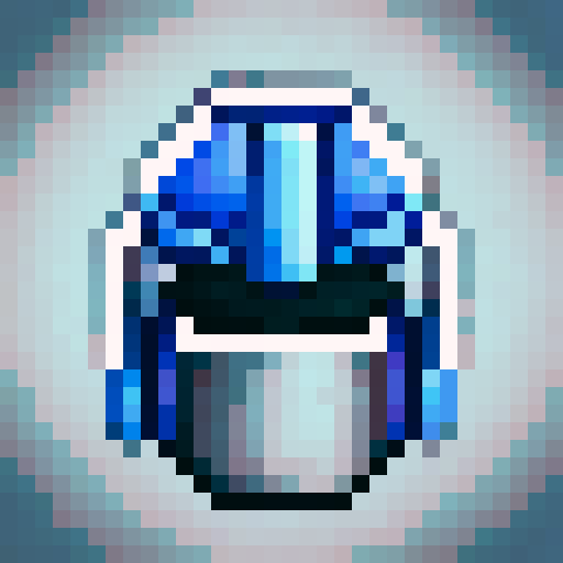 Icy blue and silver frost mage helmet adorned with a menacing pointy crown, rendered in crisp 32x32 pixel art as a game asset