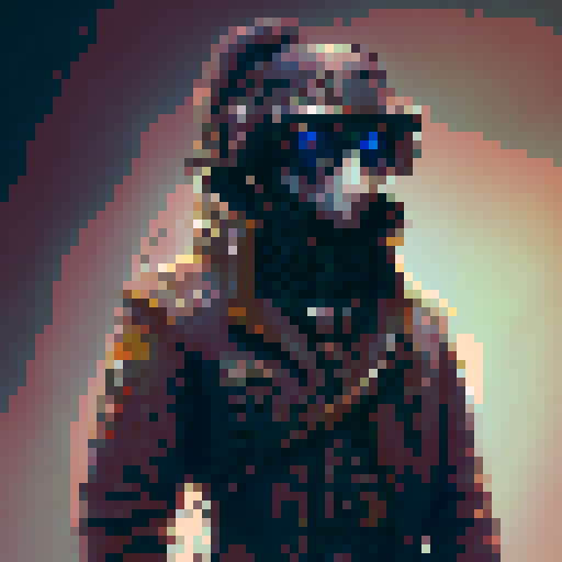 Steampunk hunter dressed with long coat with rifle on back and pistol on hand viewed from top down perspective