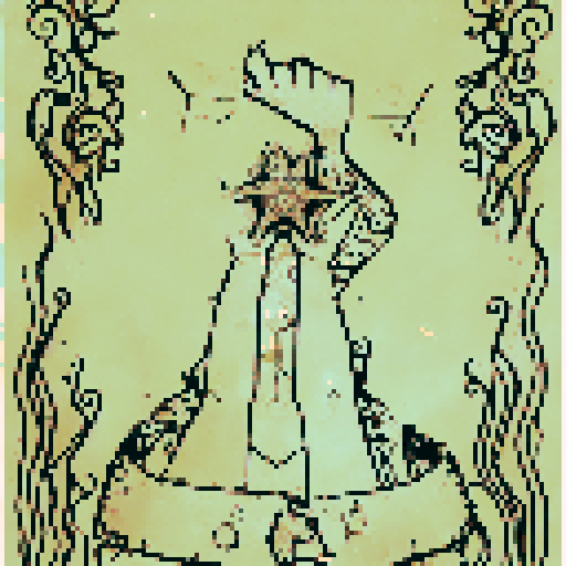 A tarot card with the image of two hands holding a starfish.