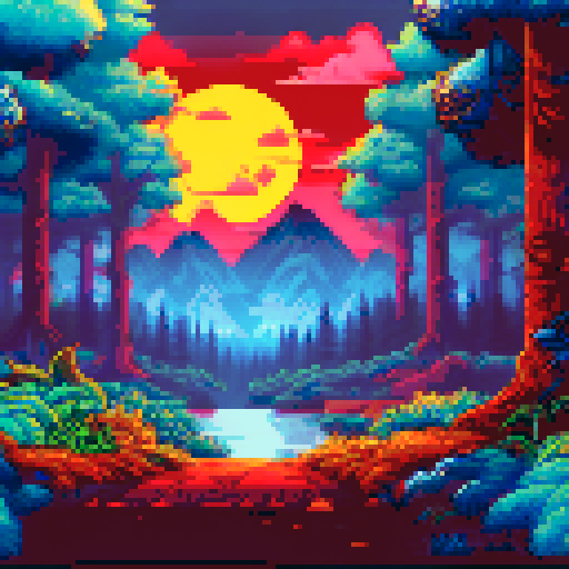 forest, night, bright moon, background