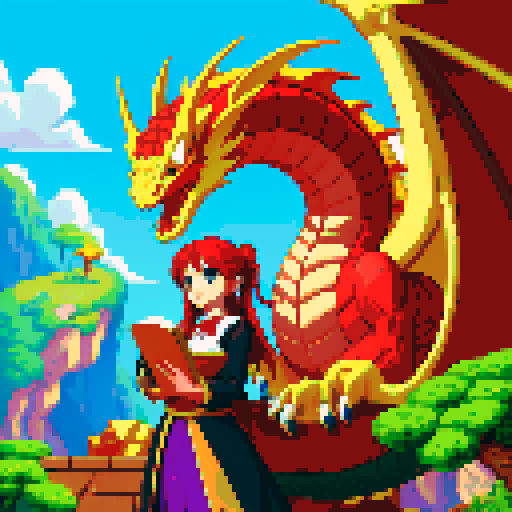 librarian dragon surrounded by treasure