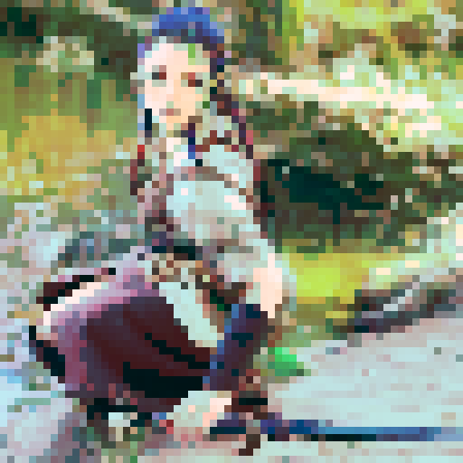 female warrior, vibrant green hair with braids, large sword, fantasy RPG character portrait