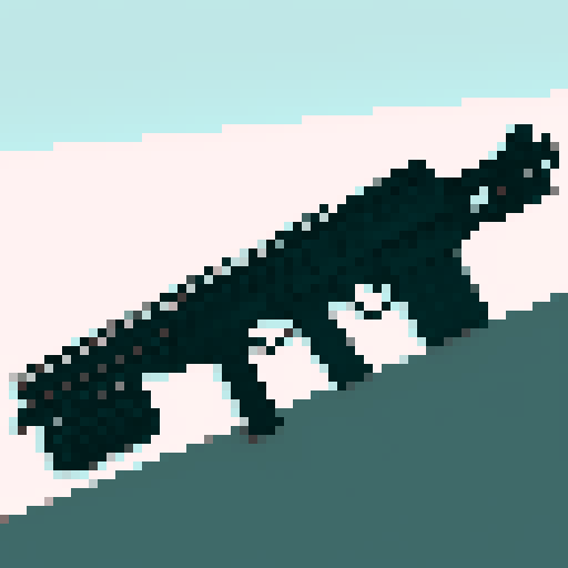 M4A1 Rifle icon, white background, black icon, pixel art
