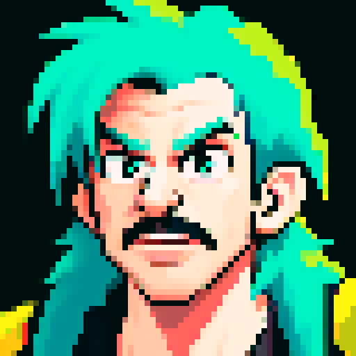 portrait, sprite art, sleazy guy, mean, gross