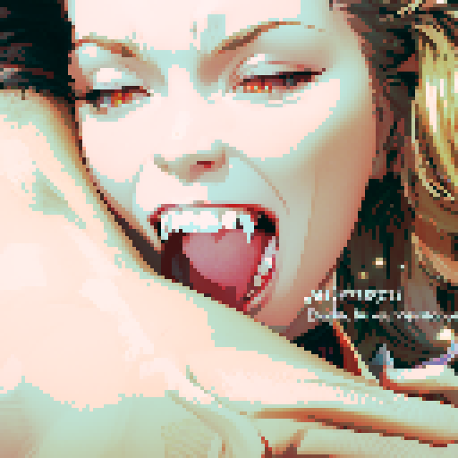 vampire fangs biting neck