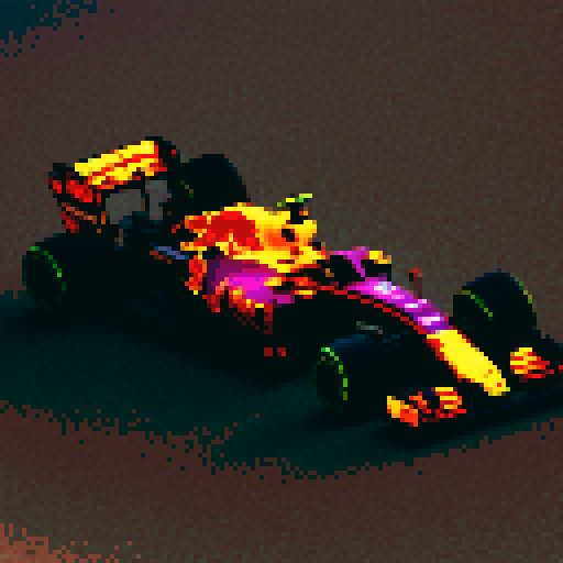 Red bull formula 1 car on race track, full car in view, 512x512 resolution, close up