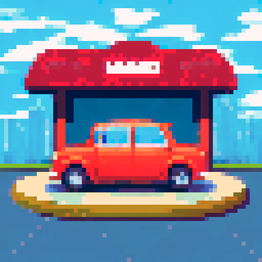 a happy car going to shopping logo