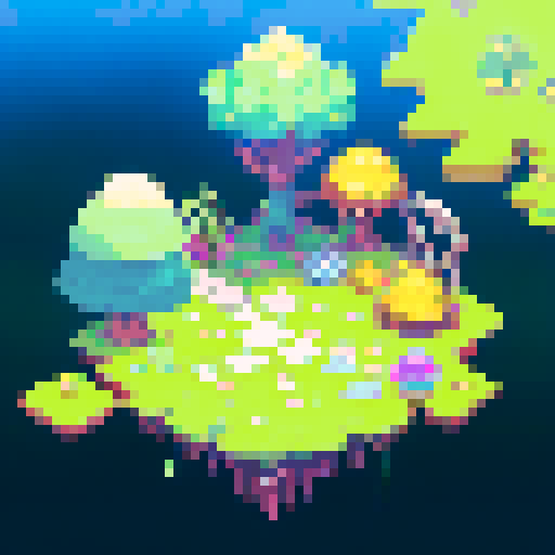 only one big chestnut tree, in the center, green leaves, brown trunk, fantasy top-down RPG with an orthogonal camera, simple pixel art, square plain platform