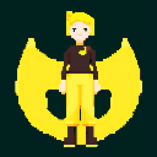 yellow smiling crescent in brown pants