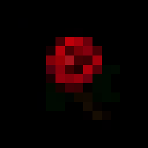 Red sphere with a rose in the middle of it