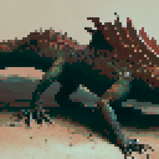 lizard monster with brown scales and sharp teeth, crawling on the ground, rpg enemy, full body portrait, fantasy RPG