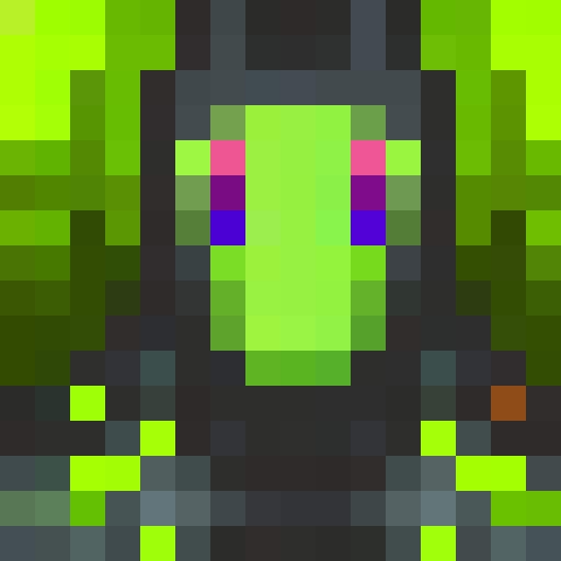 Otherworldly avatar, glowing eyes, neon energy, ethereal fog, game icon, pixel art, 16x16, close up, portrait
