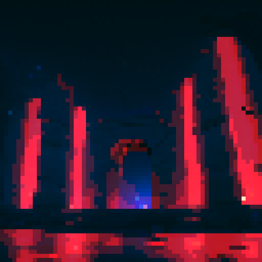 Futuristic colosseum, towering skyscrapers, neon lights, vibrant colors, people wearing futuristic outfits, pixel art