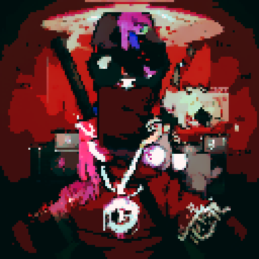 pixel art, character portrait, vibrant colors, flowing hair, detailed shading, intricate linework, soft shading, textured background