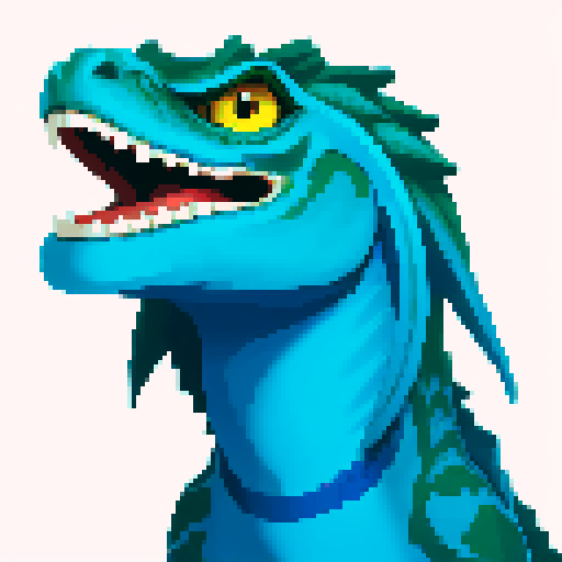 basilisk, blue and white color scheme, pixel art, sRGB, with coinbase scheme
