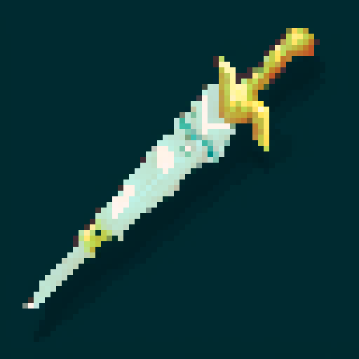 fantasy sword, shimmering, sharp-edged, golden hilt, fantastical, majestic, ancient, pixelated brilliance, mesmerizing