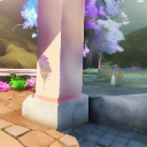 Vibrant wildflowers bloom against a majestic mountain range in Jubilee's stunning landscape portrait, complete with cascading waterfalls and a vibrant blue sky.