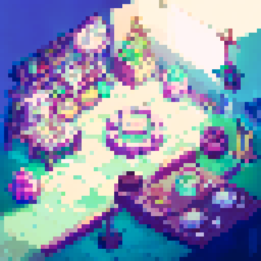 sidescroller background, tattoo shop countertop, workstation, checkered floor, light blue walls, pink walls, pictures, tattoo flash, sRGB, pixel art, background, landscape