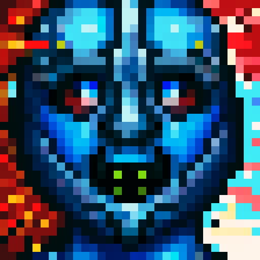 jason vorhees, iconic game character, 32x32 pixel art, vibrant sRGB colors, detailed skill art, intense close up, captivating portrait