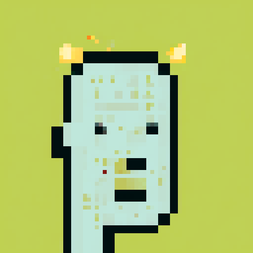 Cryptopunk, pixelated head with vibrant colors, exaggerated facial features, and intricate details, showcasing the iconic pixel art style