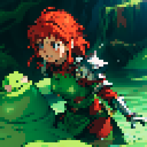 hero sinking into slime, hero drowning in slime, hero has red hair, hero has silver armor, reaching up, panic, sinking deep into slime