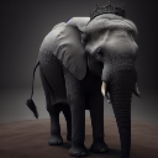 Elephant with crown, overtowering everyone else