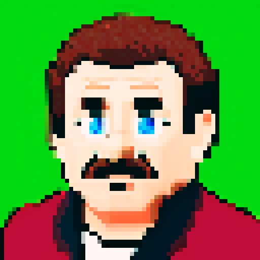 portrait, sprite art, middle aged man, average, folksy