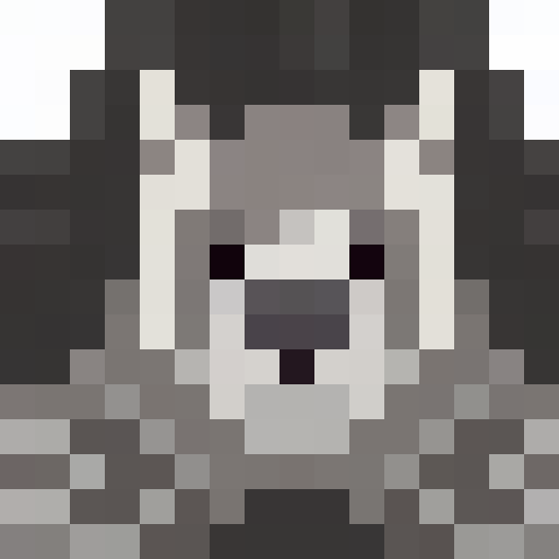 grey and white dog head, floppy ears, expressive eyes, close-up, pixel art, game icon, 16x16, portrait