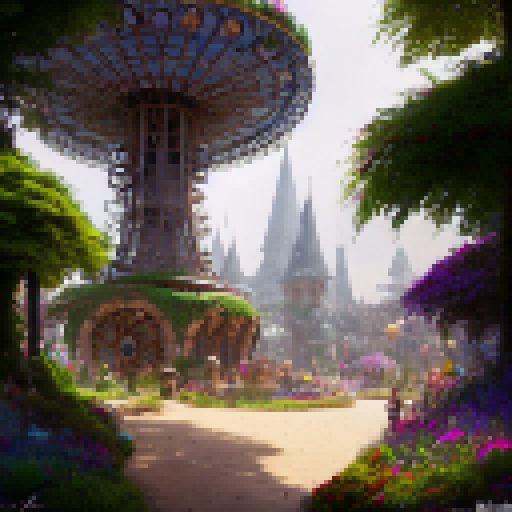 My Magic Garden Theme park with Faris wheel,  carousal , characters with Sand, rocks, moss, flowers